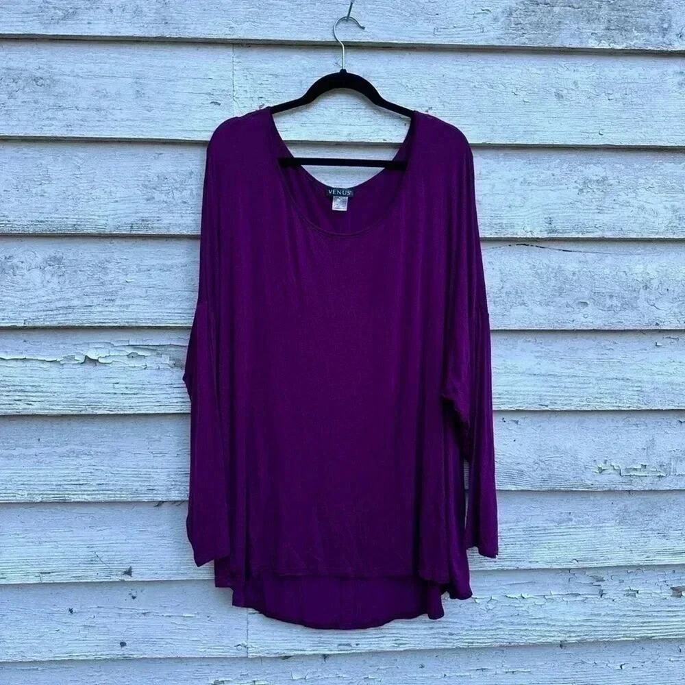 Venus purple long sleeve top with‎ buttons down the back plus size 3X very soft